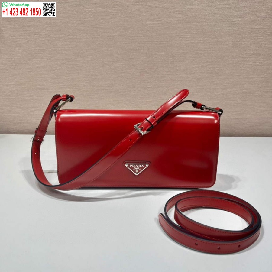 Replika Prada 1bd323 Fırçalanmış Deri Prada Femme Çanta Kırmızı