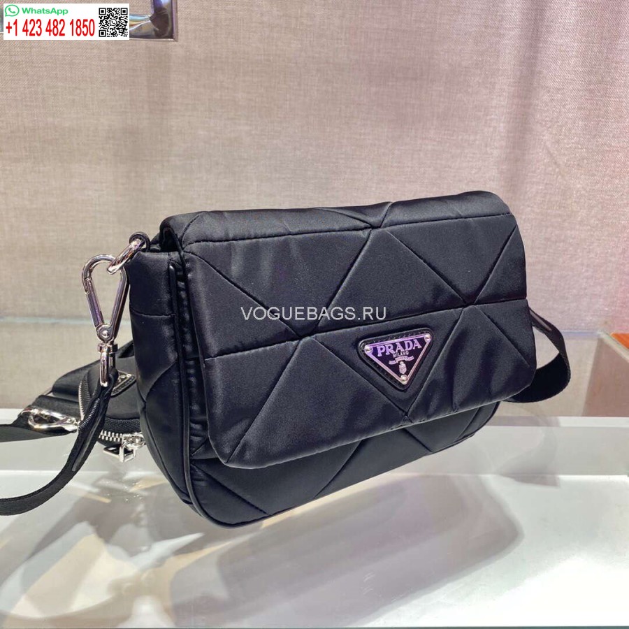 Replica Prada 1bd292 Prada Three In One Nylon Skuldertaske Sort