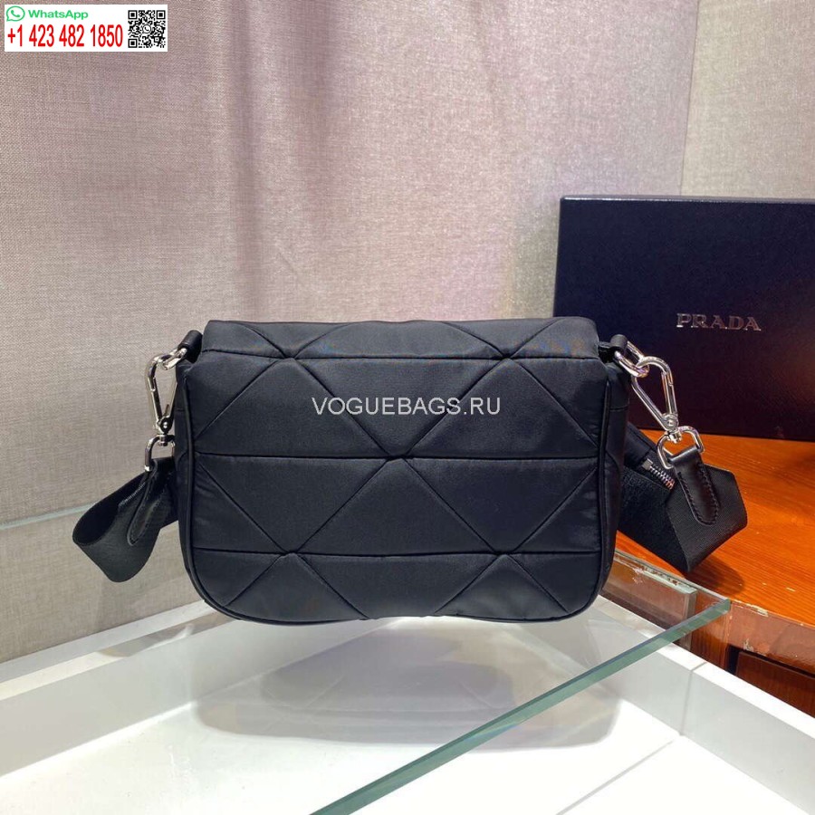 Replica Prada 1bd292 Prada Three In One Nylon Skuldertaske Sort