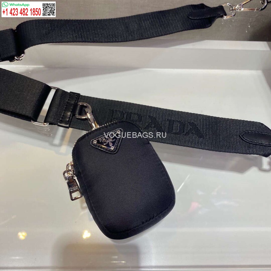 Replica Prada 1bd292 Prada Three In One Nylon Skuldertaske Sort