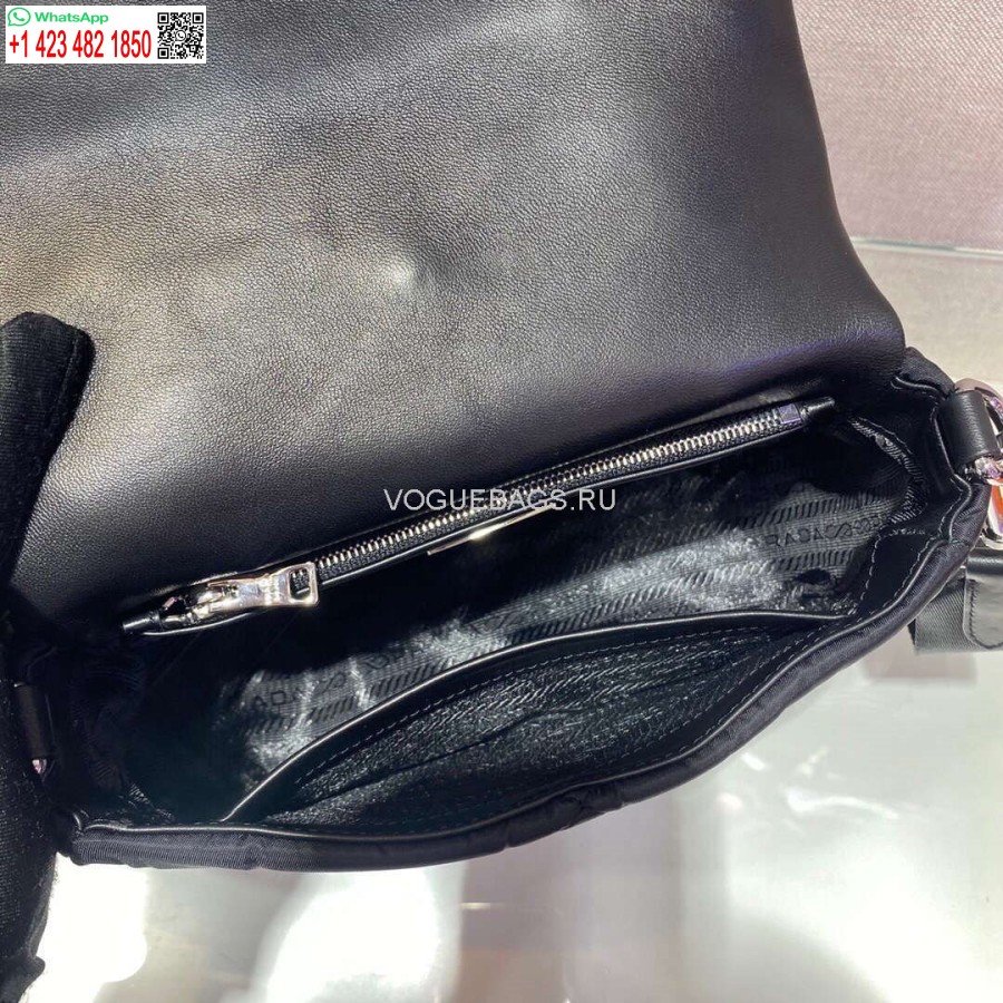 Replica Prada 1bd292 Prada Three In One Nylon Skuldertaske Sort