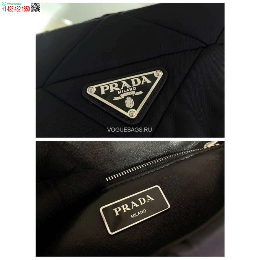 Replica Prada 1bd292 Prada Three In One Nylon Skuldertaske Sort