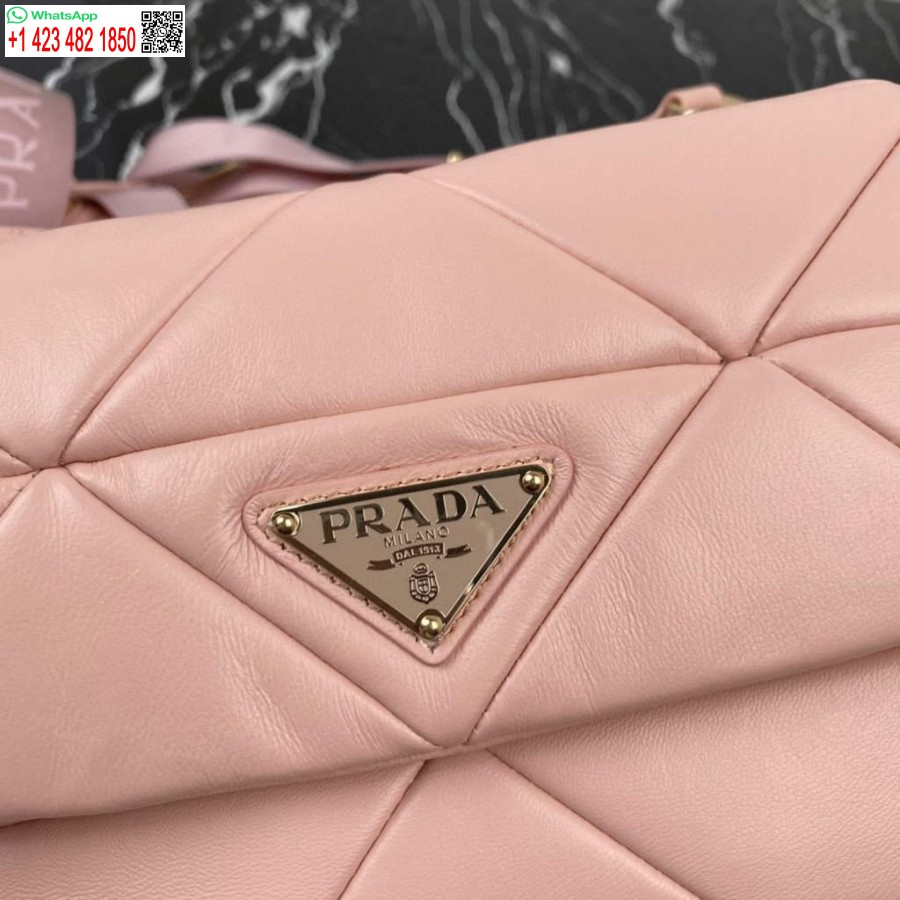 Replik Prada 1BD292 Prada System Nappaleder Patchwork-Tasche Hellrosa