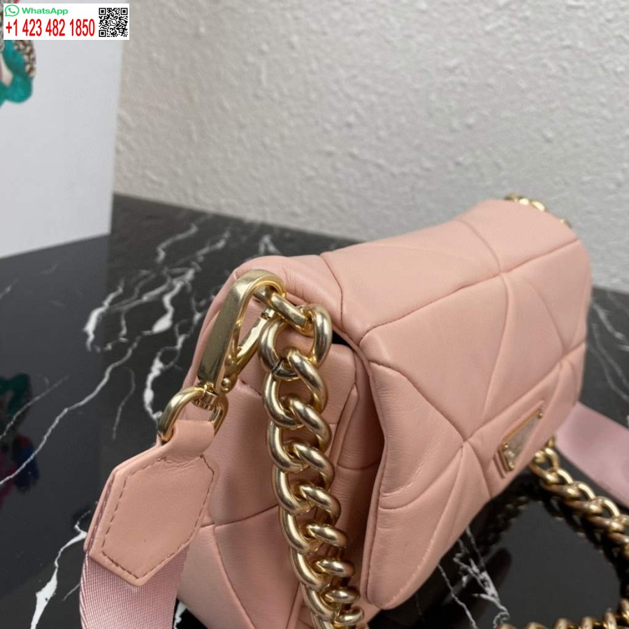 Replik Prada 1BD292 Prada System Nappaleder Patchwork-Tasche Hellrosa