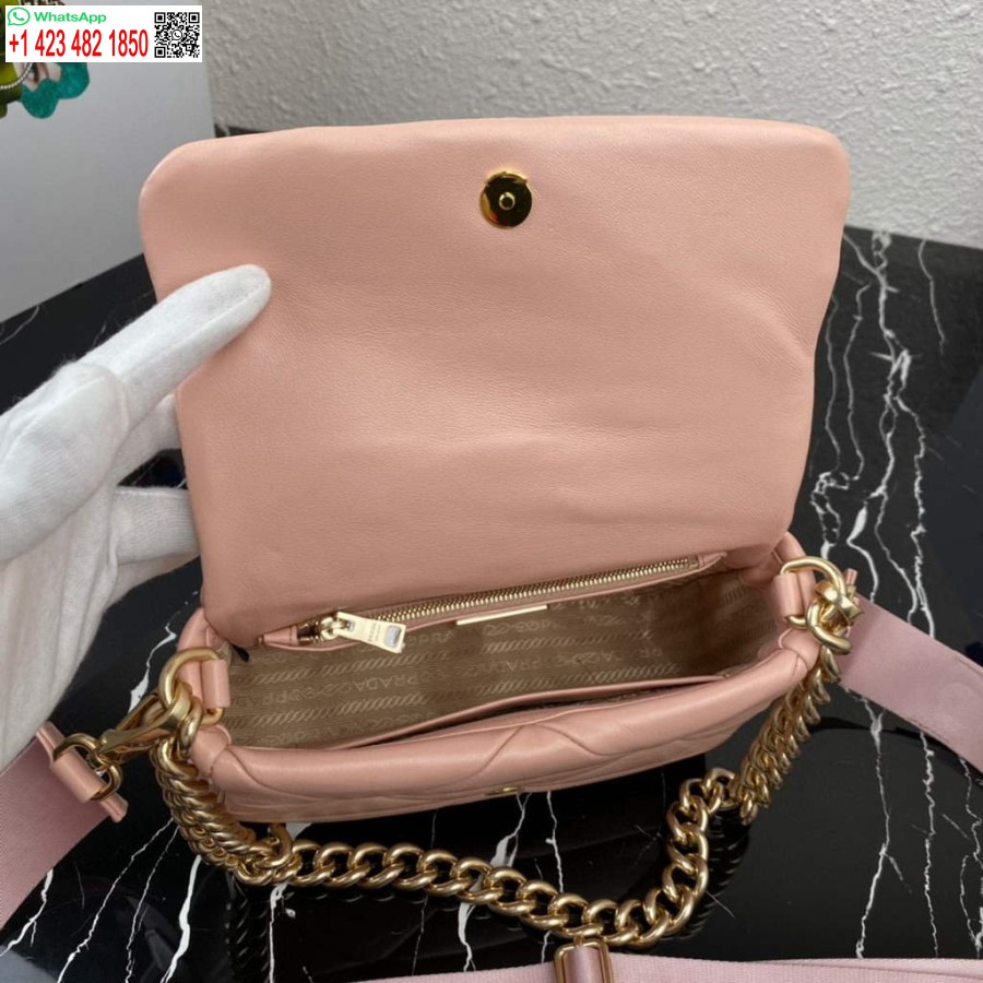 Replik Prada 1BD292 Prada System Nappaleder Patchwork-Tasche Hellrosa