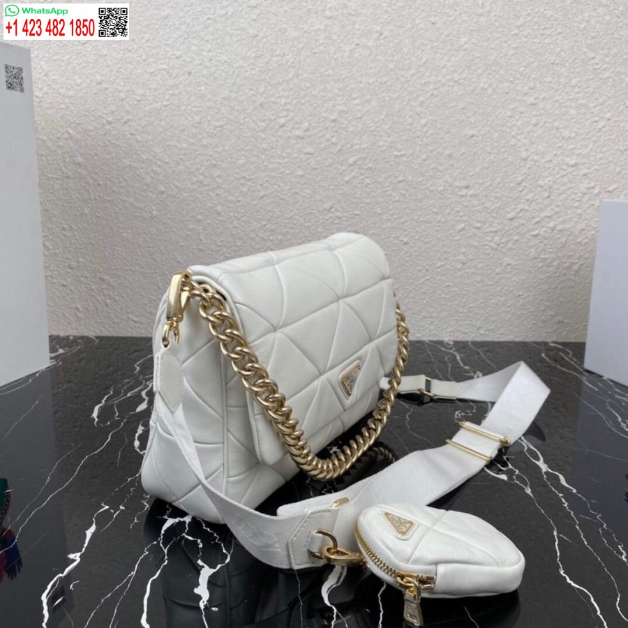 реплика Prada 1bd291 Prada System кожа напа пачуърк чанта бяла