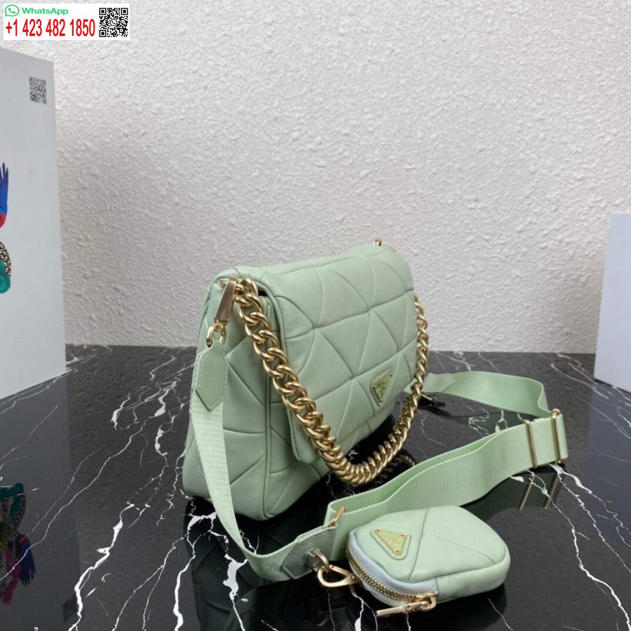реплика Prada 1bd291 Prada System кожа напа пачуърк чанта светло зелено