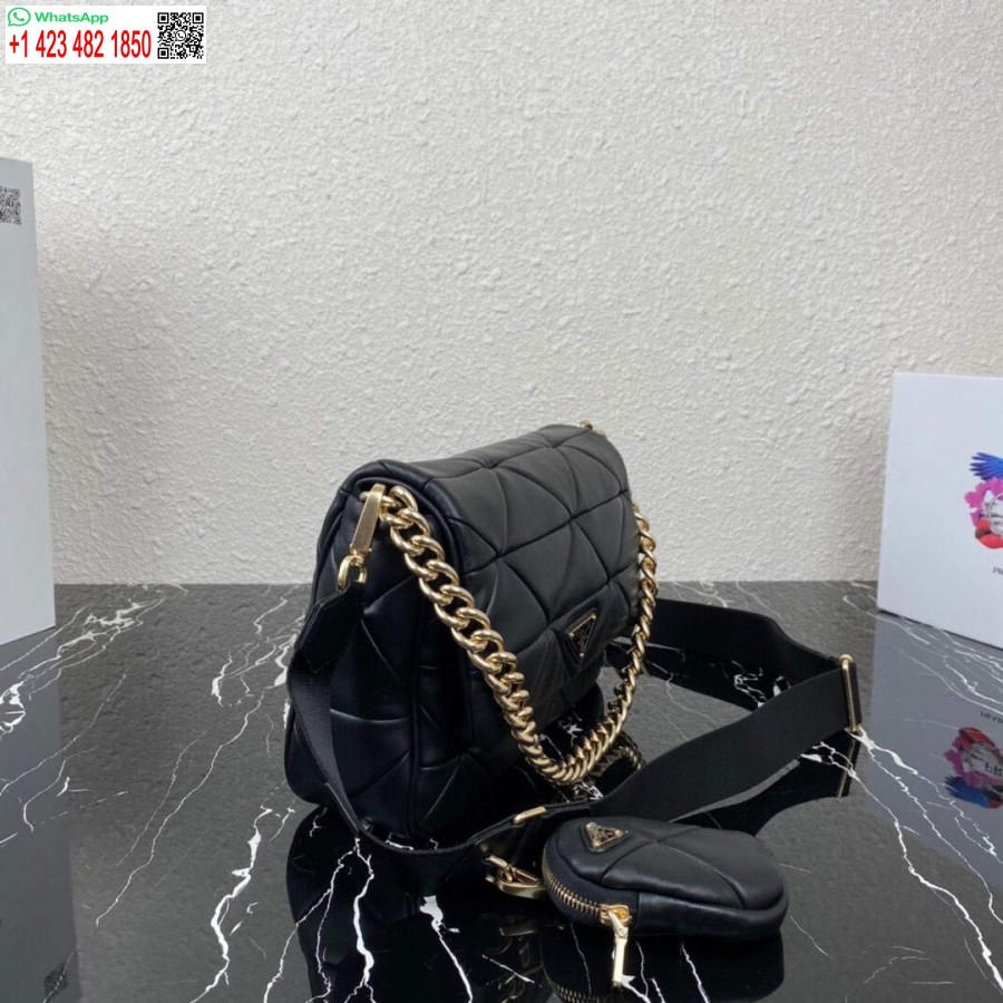 реплика Prada 1bd291 Prada System кожа напа пачуърк чанта черна