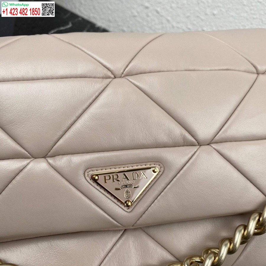 ρεπλίκα Prada 1bd291 Prada System Nappa δερμάτινη τσάντα συνονθύλευμα βερίκοκο