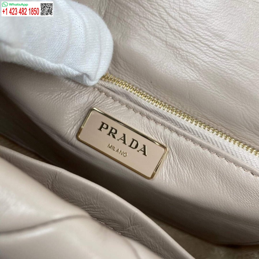 ρεπλίκα Prada 1bd291 Prada System Nappa δερμάτινη τσάντα συνονθύλευμα βερίκοκο