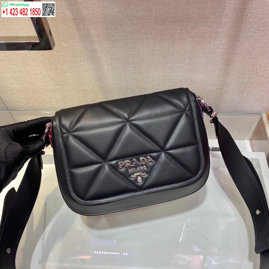 Replika Damskiej Skórzanej Torby Na Ramię Prada 1bd283 W Kolorze Czarnym