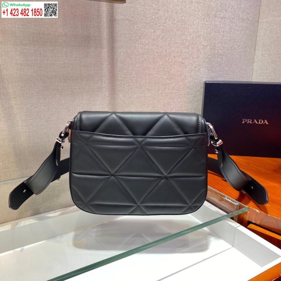 Replika Damskiej Skórzanej Torby Na Ramię Prada 1bd283 W Kolorze Czarnym