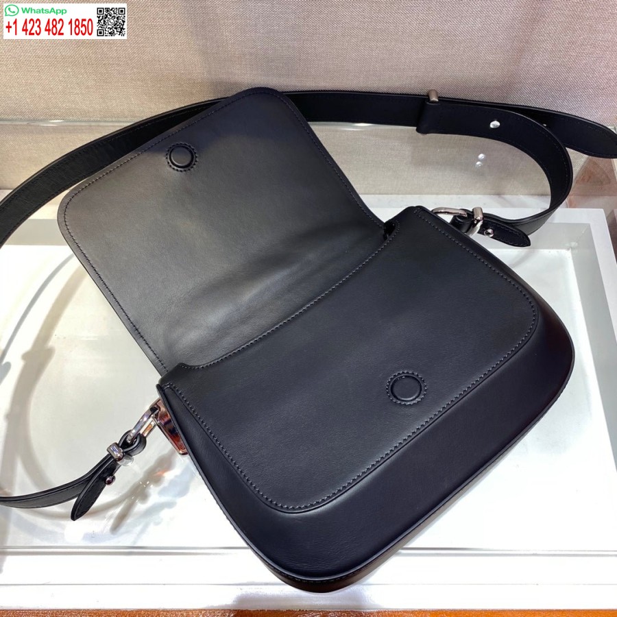 Replika Damskiej Skórzanej Torby Na Ramię Prada 1bd283 W Kolorze Czarnym