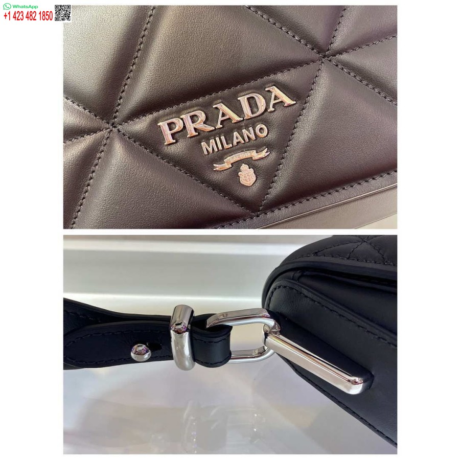 Replika Damskiej Skórzanej Torby Na Ramię Prada 1bd283 W Kolorze Czarnym