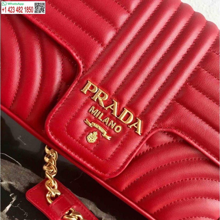ρεπλίκα Prada 1bd108 μεσαίο δερμάτινο τσαντάκι διαγράμματος Prada κόκκινη