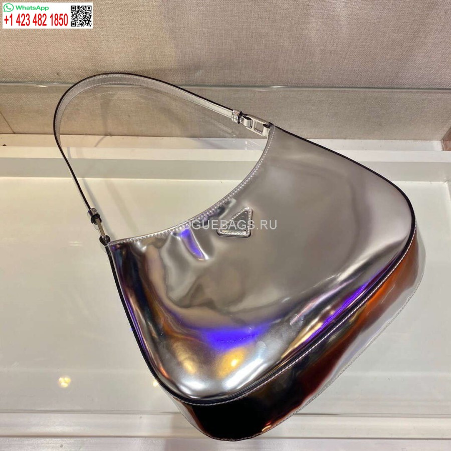 Реплика серебристой сумки на плечо Prada 1bc499 Prada Cleo из матовой кожи