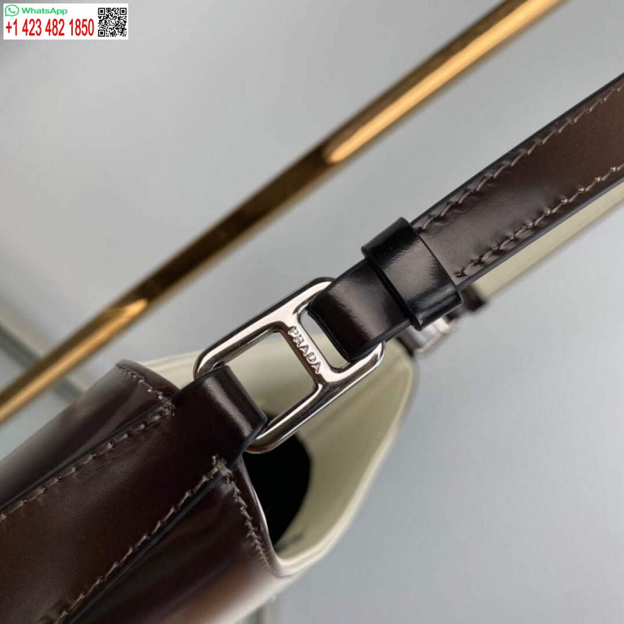 ρεπλίκα Prada 1bc499 Cleo βουρτσισμένη δερμάτινη τσάντα ώμου μπεζ