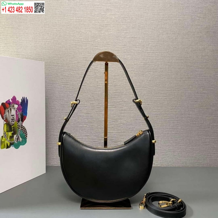 Replica Prada 1bc194 Borsa A Tracolla In Pelle Prada Arqué Nera
