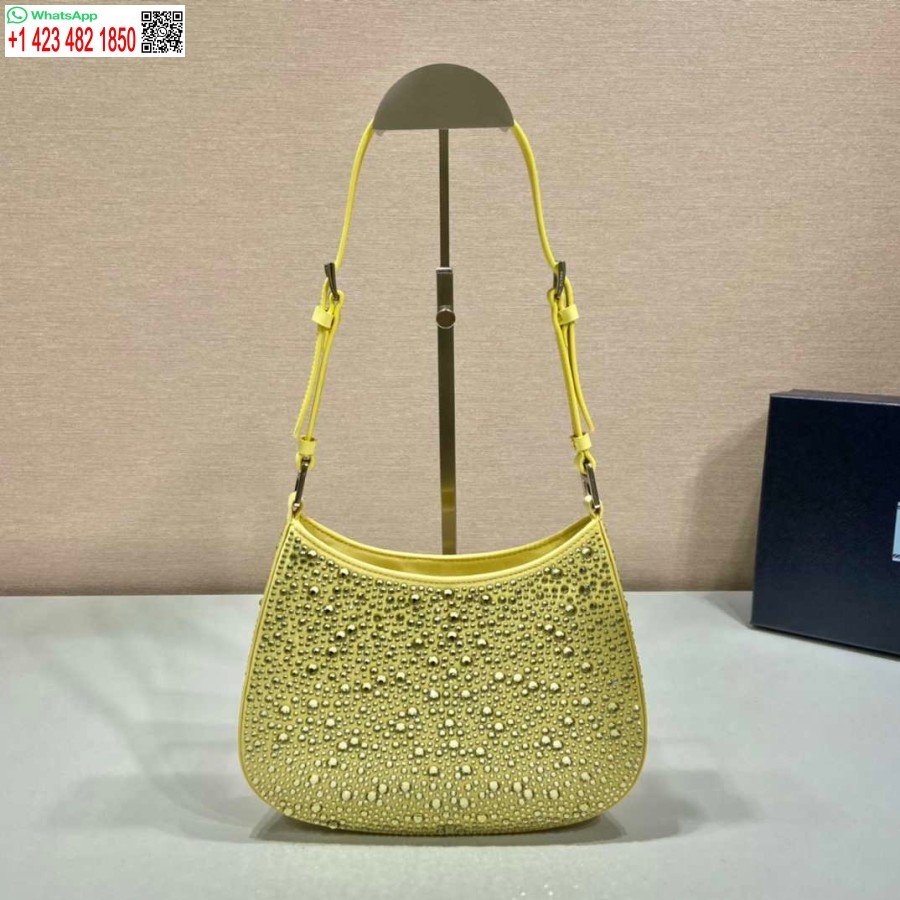 Replika Prada 1bc169 Prada Cleo Satenska Torba S Aplikacijama žuta