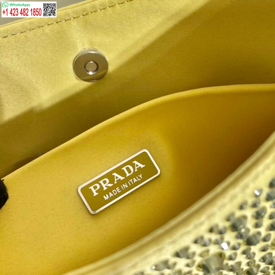 Replika Prada 1bc169 Prada Cleo Satenska Torba S Aplikacijama žuta