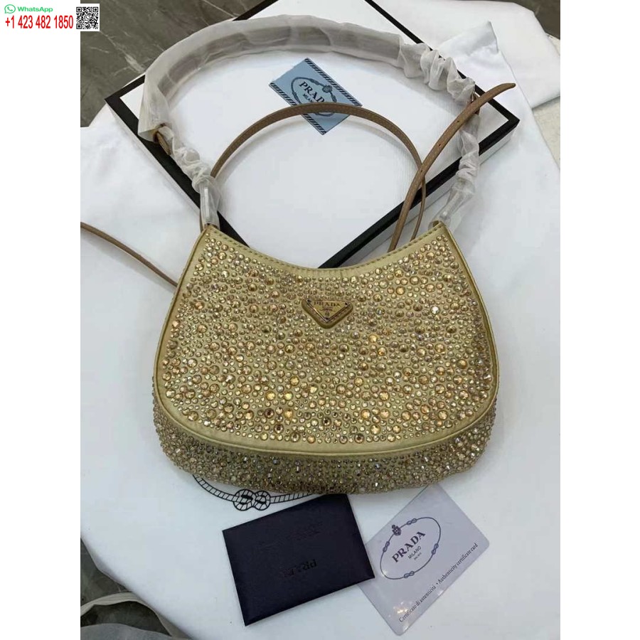 Replica Prada 1bc169 Prada Cleo Satiinkott Kuldse Aplikatsiooniga