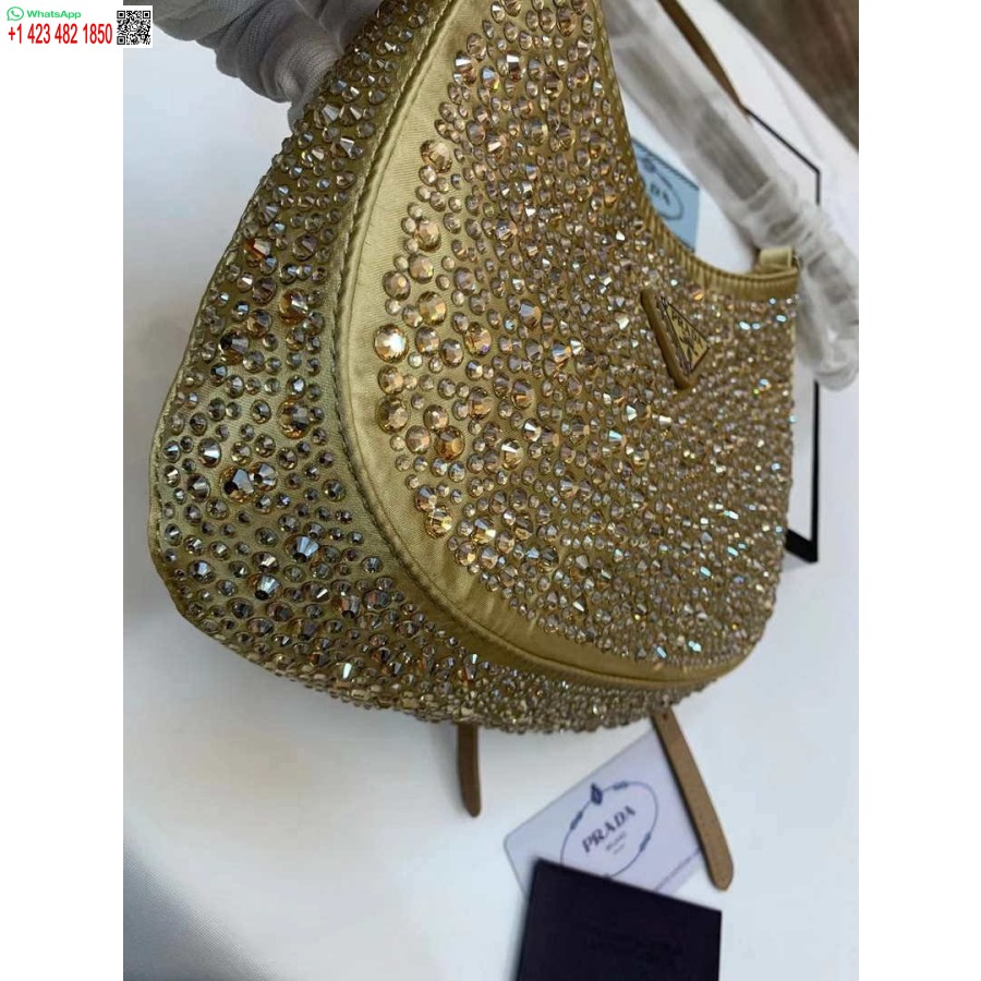 Replica Prada 1bc169 Prada Cleo Satiinkott Kuldse Aplikatsiooniga