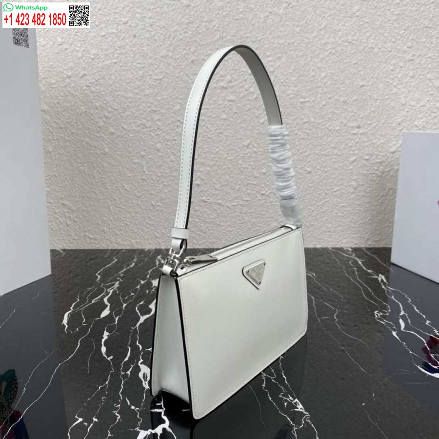 Ρεπλίκα Prada 1bc155 Saffiano δερμάτινη μίνι τσάντα λευκή