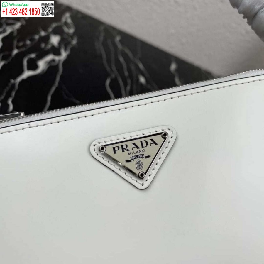 Ρεπλίκα Prada 1bc155 Saffiano δερμάτινη μίνι τσάντα λευκή