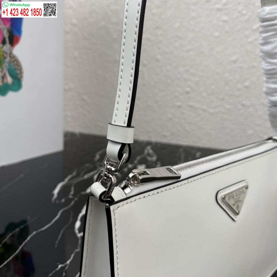 Ρεπλίκα Prada 1bc155 Saffiano δερμάτινη μίνι τσάντα λευκή