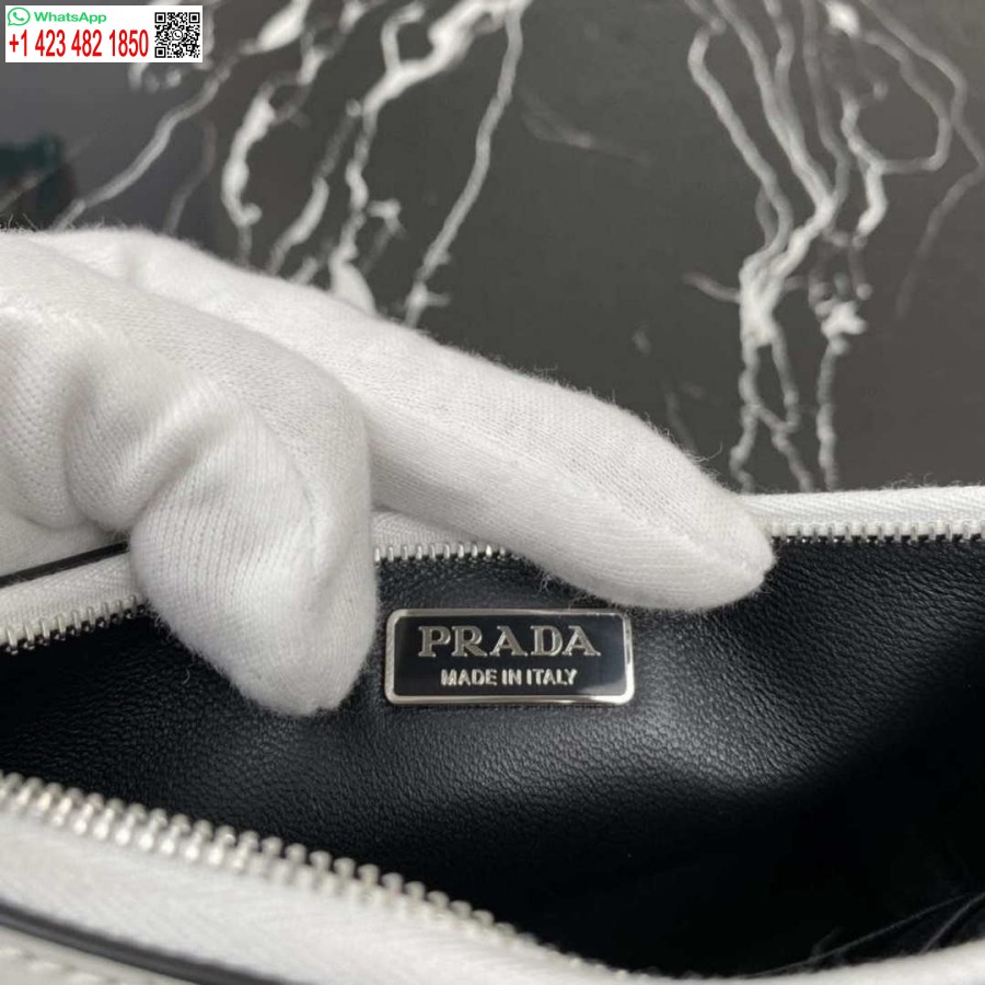 Ρεπλίκα Prada 1bc155 Saffiano δερμάτινη μίνι τσάντα λευκή