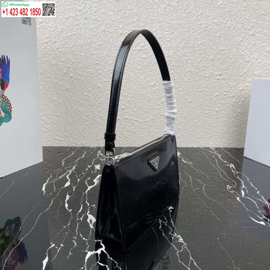 Ρεπλίκα Prada 1bc155 Saffiano δερμάτινη μίνι τσάντα μαύρη