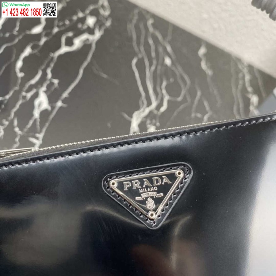 Ρεπλίκα Prada 1bc155 Saffiano δερμάτινη μίνι τσάντα μαύρη