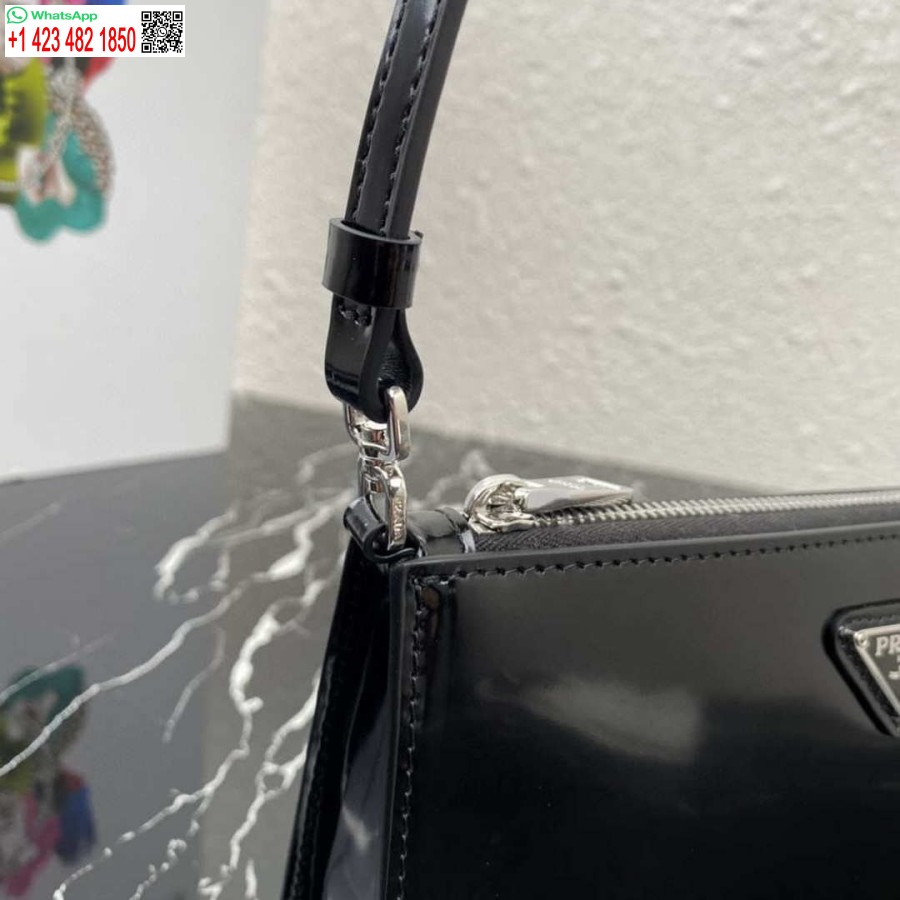 Ρεπλίκα Prada 1bc155 Saffiano δερμάτινη μίνι τσάντα μαύρη