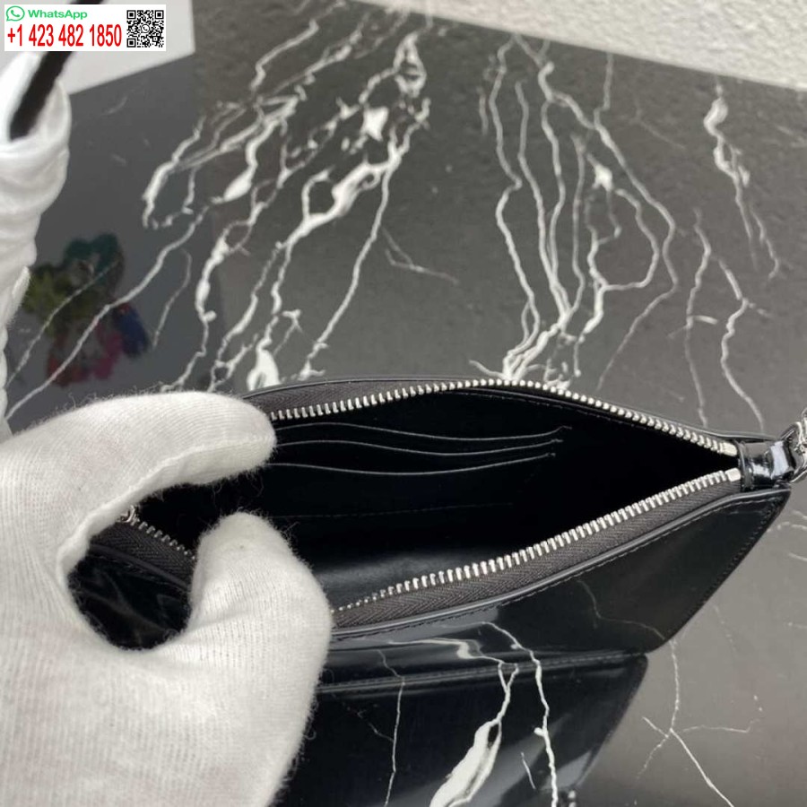 Ρεπλίκα Prada 1bc155 Saffiano δερμάτινη μίνι τσάντα μαύρη