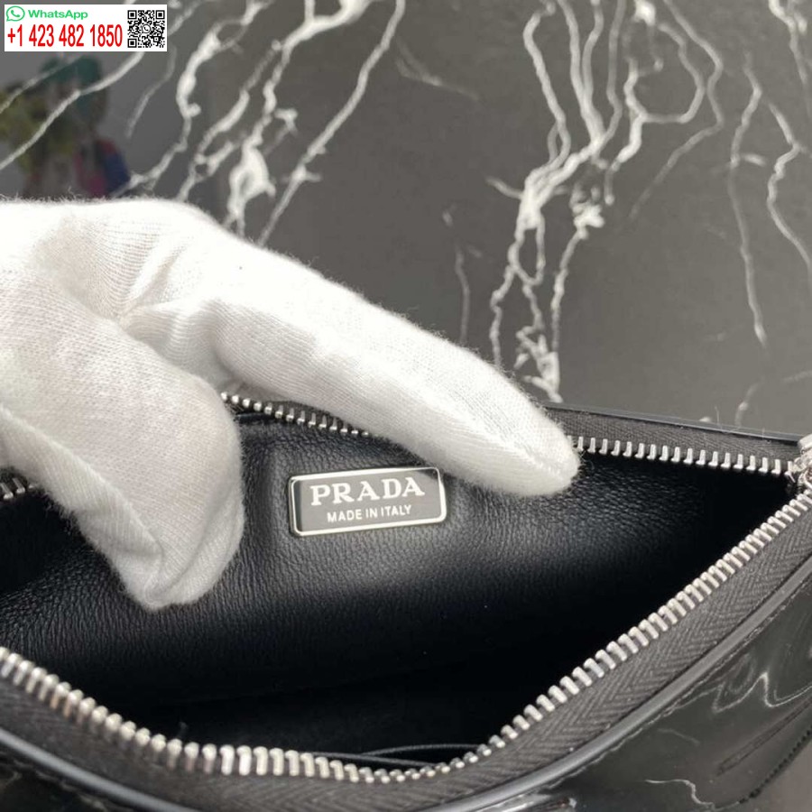 Ρεπλίκα Prada 1bc155 Saffiano δερμάτινη μίνι τσάντα μαύρη