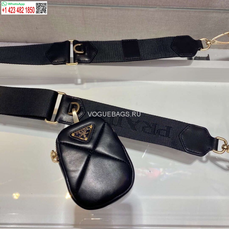 Replika Prada 1bc151 Prada Polstrovaná Taška Přes Rameno Z Teletiny V černé Barvě