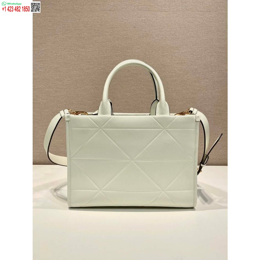 Ρεπλίκα Prada 1ba379 μικρή δερμάτινη τσάντα συμβόλων Prada με ράψιμο λευκό