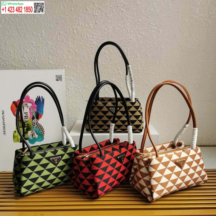 Replika Prada 1ba368 Z Dráhy Malá Vyšívaná Látka Prada Symbole Bag červená