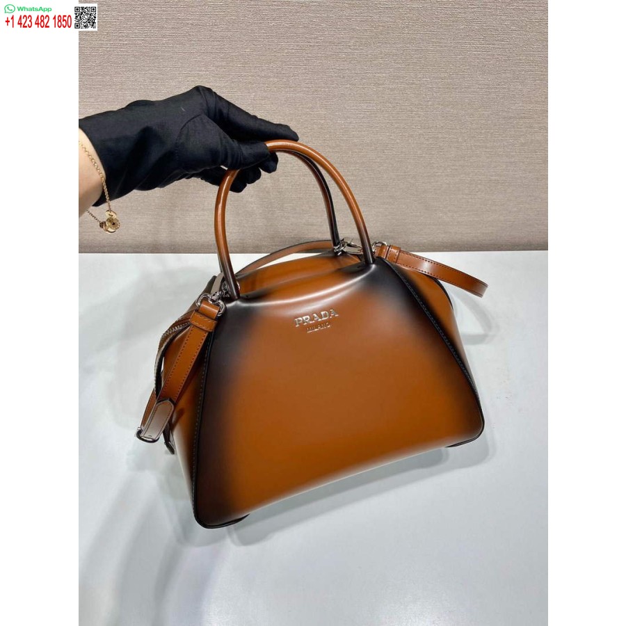 Replika Prada 1ba366 Majhna Ročna Torbica Prada Supernova Iz Brušenega Usnja Rjava