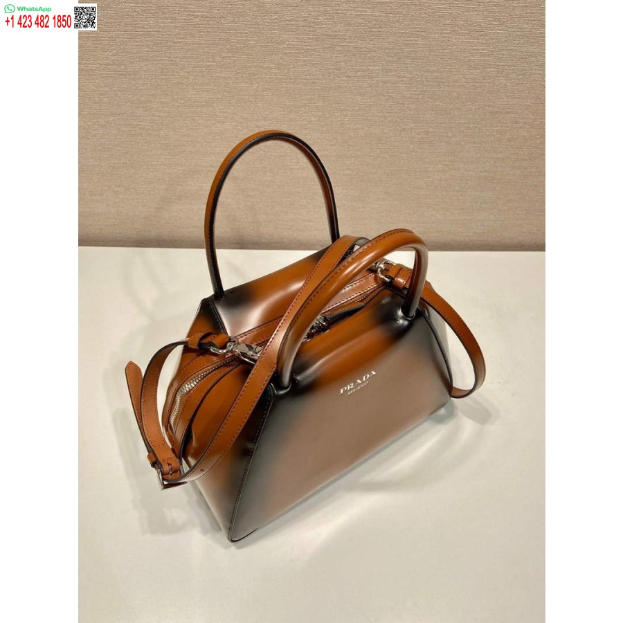 Replika Prada 1ba366 Majhna Ročna Torbica Prada Supernova Iz Brušenega Usnja Rjava