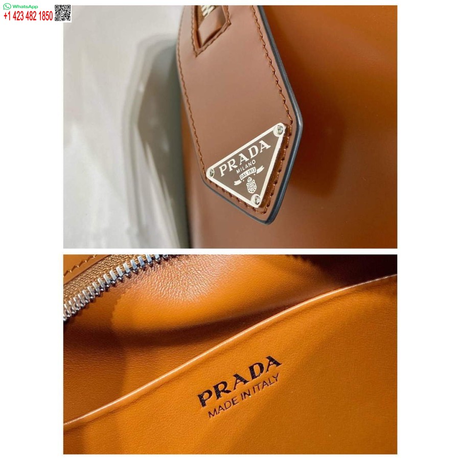 Replika Prada 1ba366 Majhna Ročna Torbica Prada Supernova Iz Brušenega Usnja Rjava