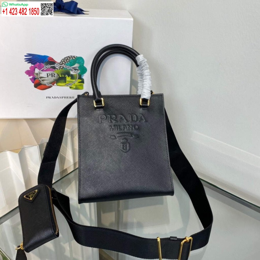 реплика Prada 1ba333 малка чанта от сафианова кожа черна