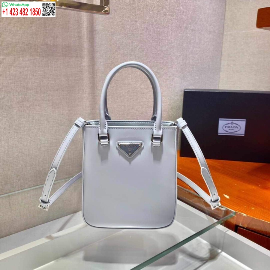 Replika Prada 1ba331 Malá Taška Z Broušené Kůže Světle Modrá