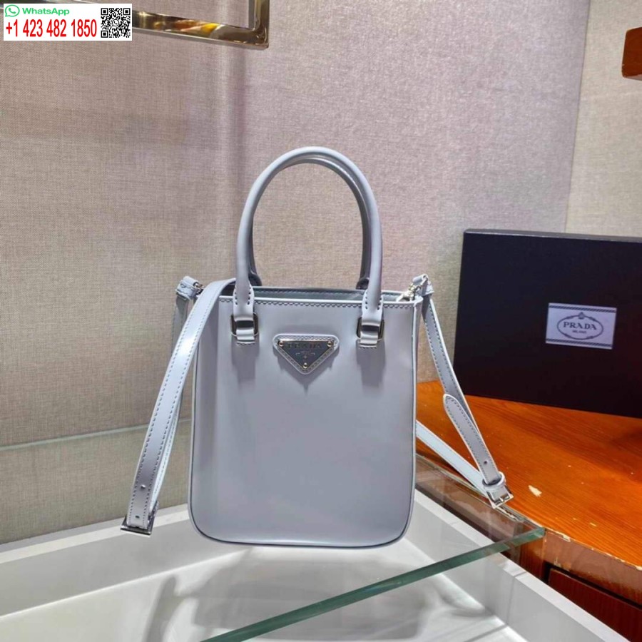 Replika Prada 1ba331 Malá Taška Z Broušené Kůže Světle Modrá
