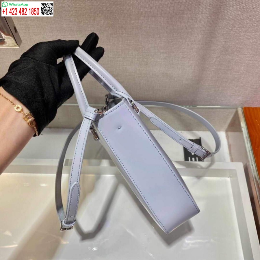 Replika Prada 1ba331 Malá Taška Z Broušené Kůže Světle Modrá