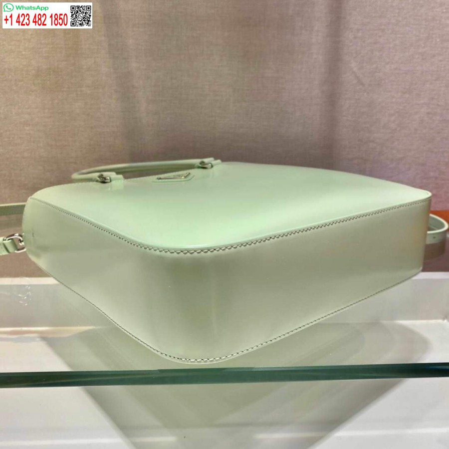 Ρεπλίκα Prada 1ba330 δερμάτινη τσάντα Tote με βούρτσα ανοιχτό πράσινο