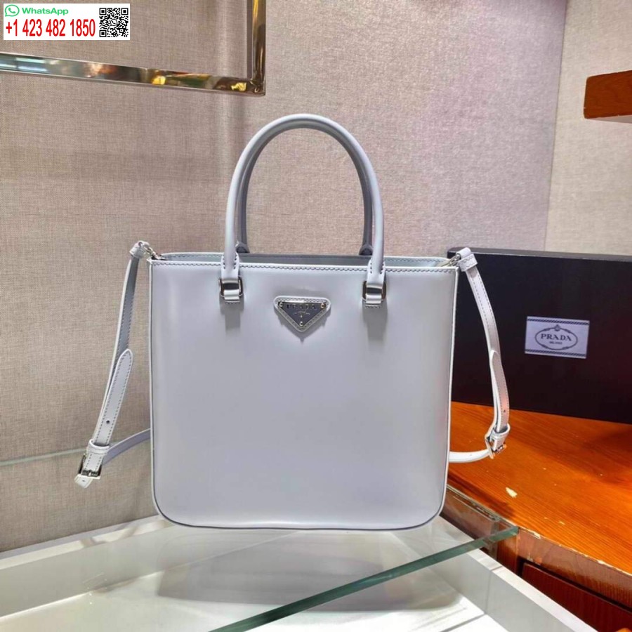 Реплика сумки-тоут Prada 1ba330 из матовой кожи светло-синего цвета