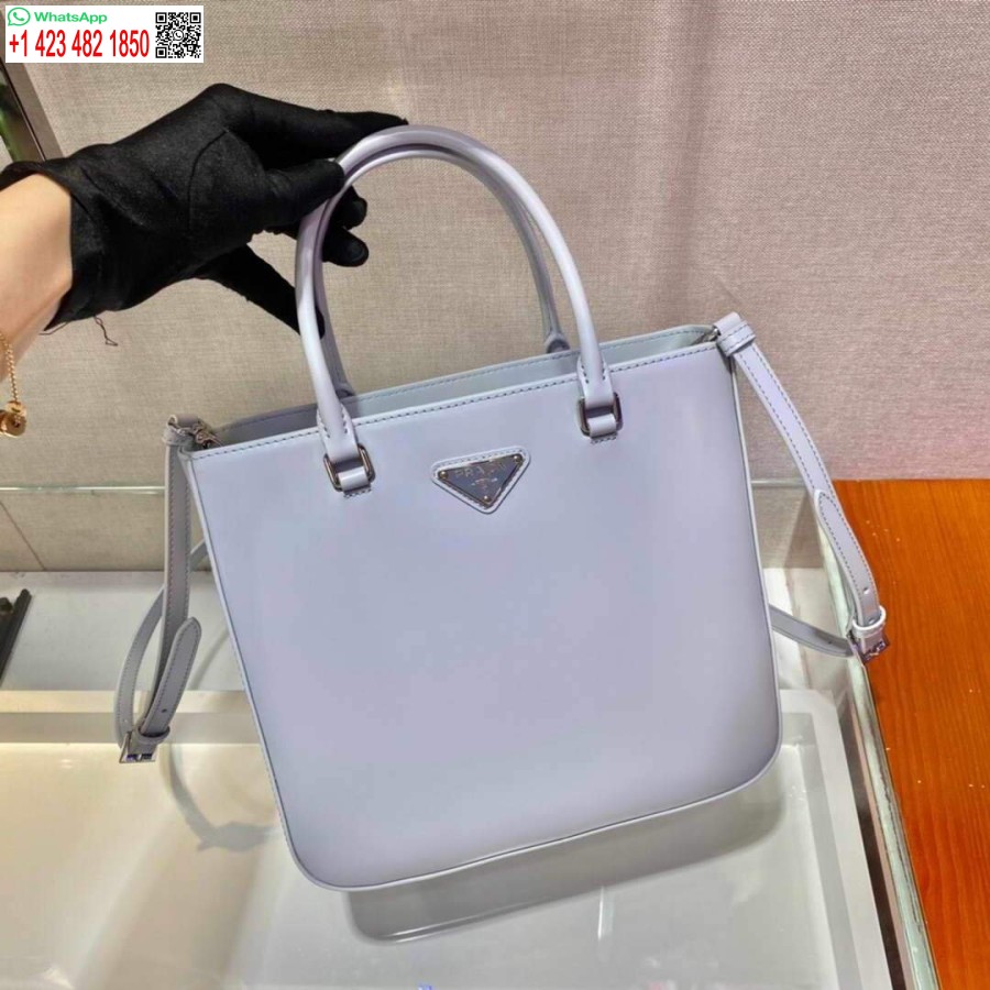 Реплика сумки-тоут Prada 1ba330 из матовой кожи светло-синего цвета