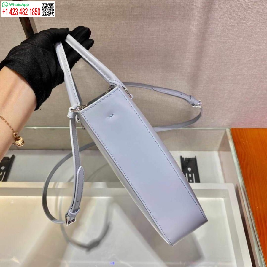 Реплика сумки-тоут Prada 1ba330 из матовой кожи светло-синего цвета