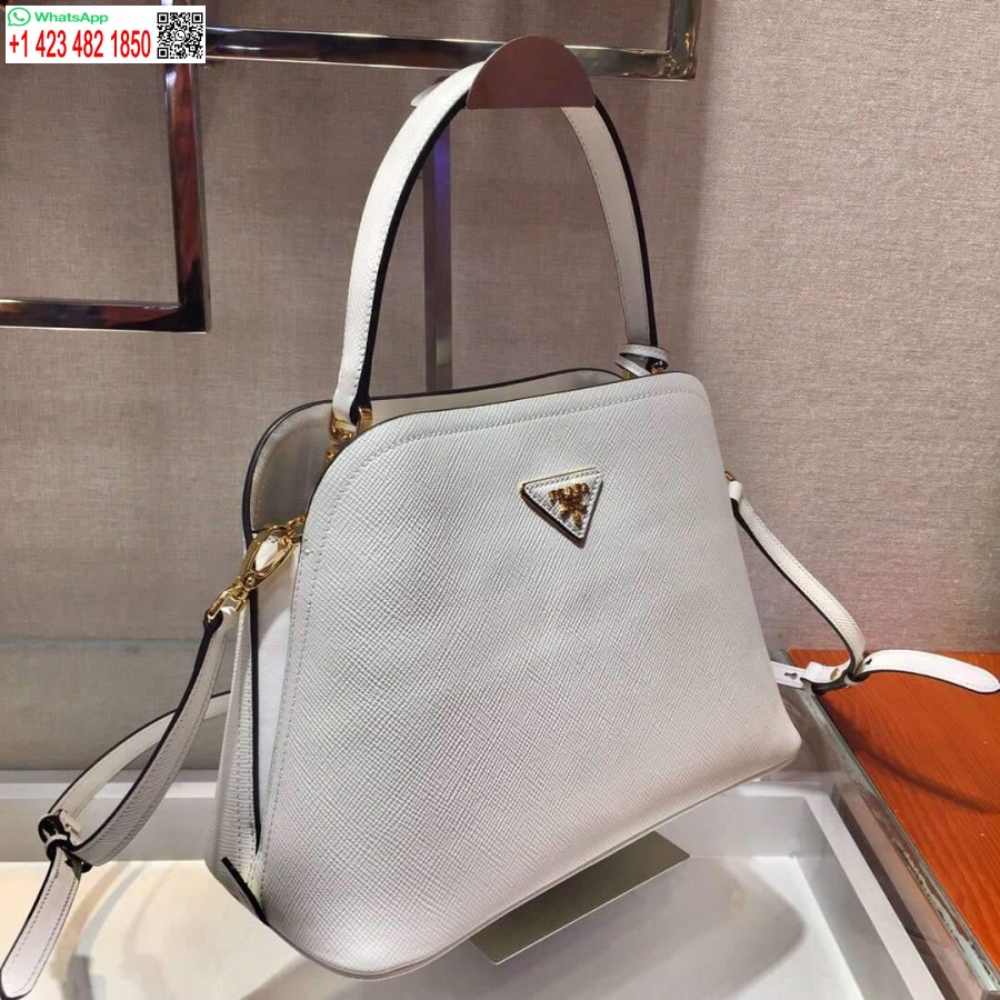 Ρεπλίκα Prada 1ba282 μεσαίο Saffiano δέρμα Prada Matinee τσάντα λευκό